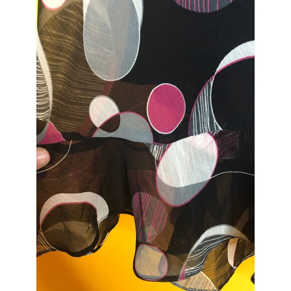 1990s-Y2K MICA Dot Print Adjustable Bust ASYMMETRICALDress W/Flutter Sleeves S-M - Picture 7 of 9